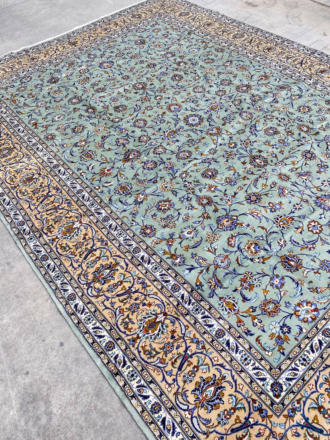 4x3M Pistachio Tone Persian Kashan Rug - Image 7