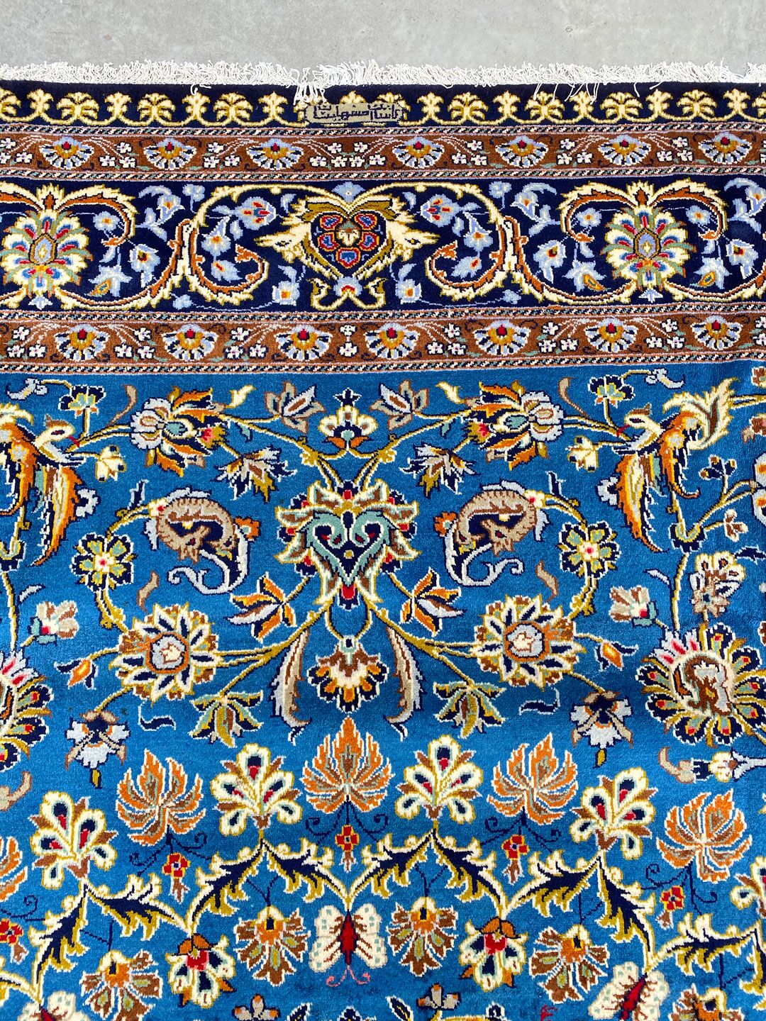 4.1x3M Signed Indigo Blue Kashan Rug - Image 5
