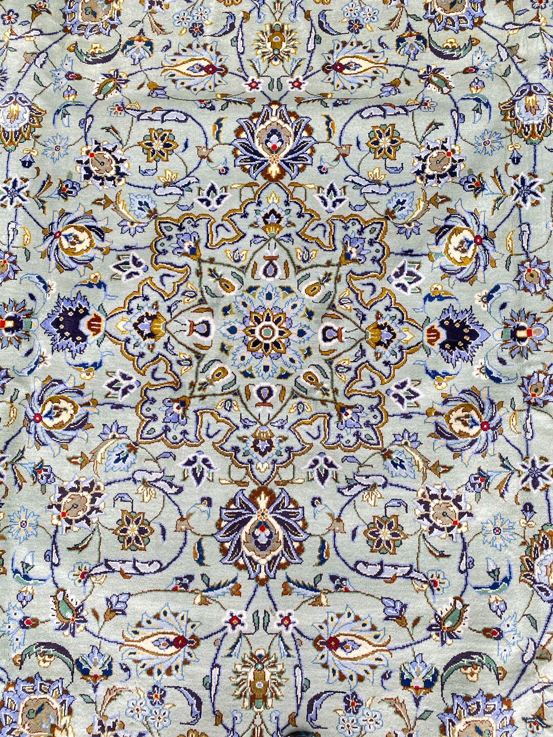 4.3x3M Signed Pistachio Tone Persian Kashan Rug - Image 5