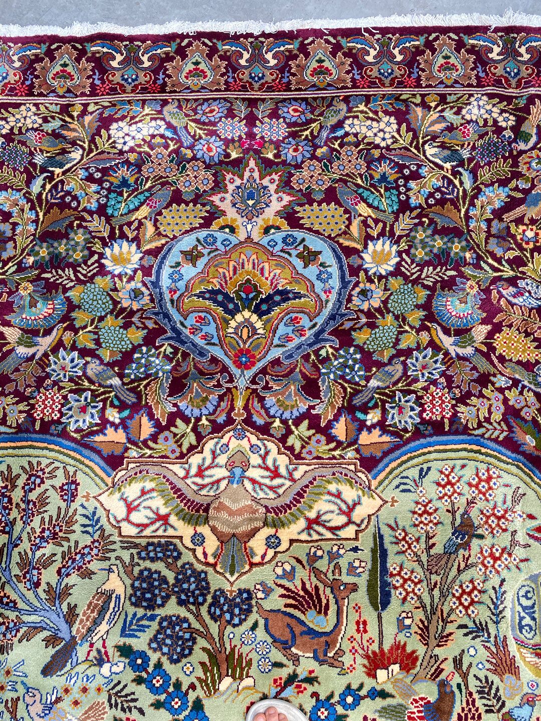 Antique Museum Piece Garden Of Eden Kashmar Rug (90 Years) - Image 10