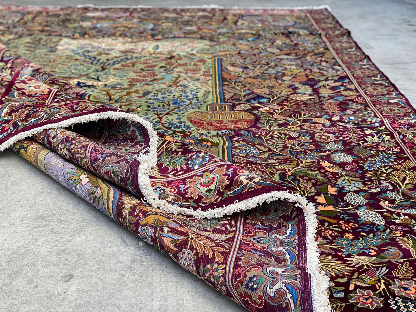 Antique Museum Piece Garden Of Eden Kashmar Rug (90 Years) - Image 15