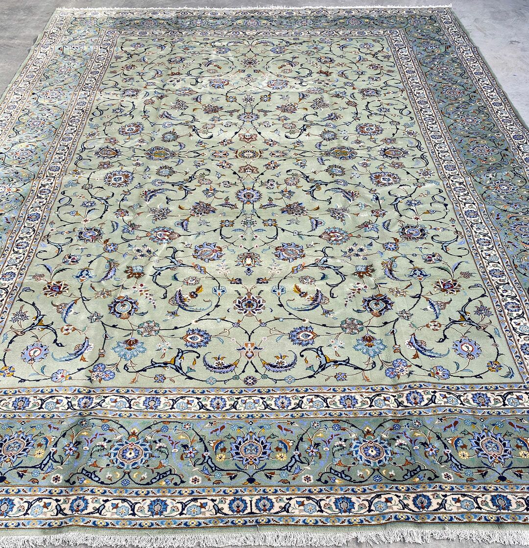 4.1x3.1M Signed Pistachio Tone Persian Kashan - Image 10