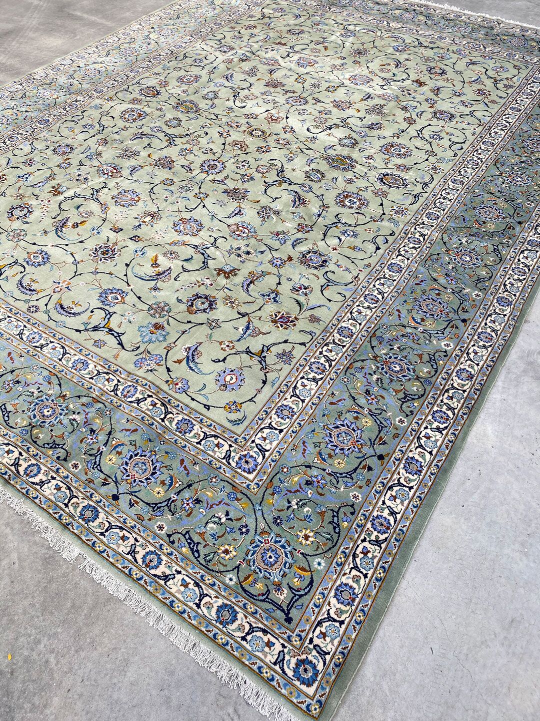 4.1x3.1M Signed Pistachio Tone Persian Kashan - Image 3