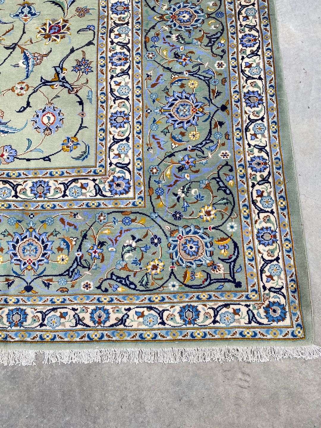 4.1x3.1M Signed Pistachio Tone Persian Kashan - Image 9