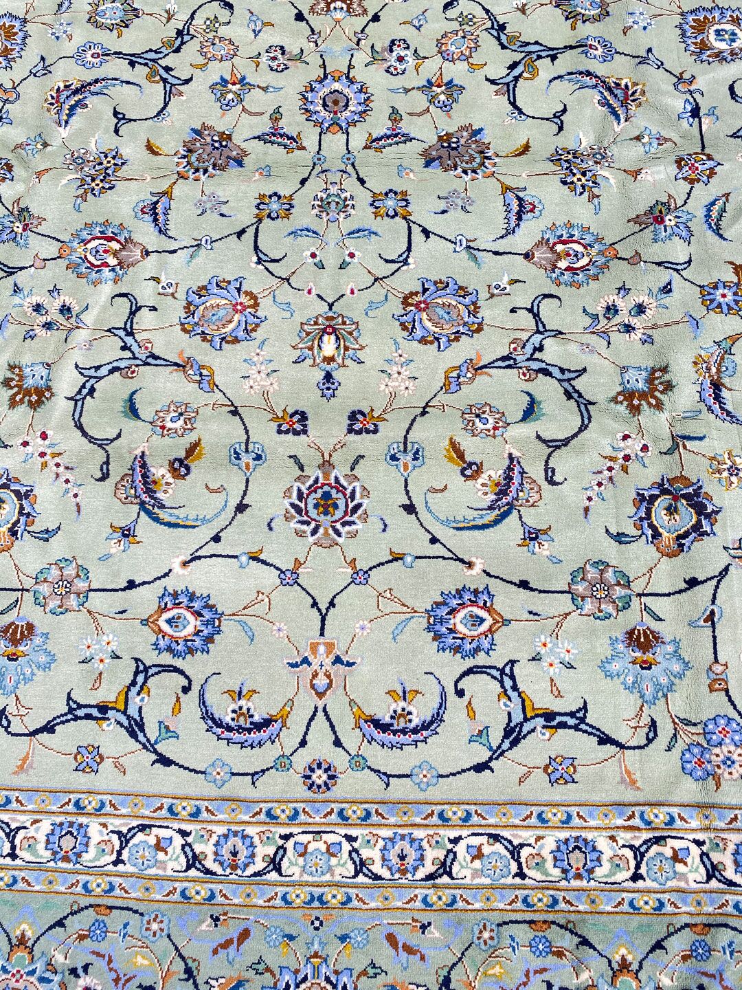 4.1x3.1M Signed Pistachio Tone Persian Kashan - Image 7