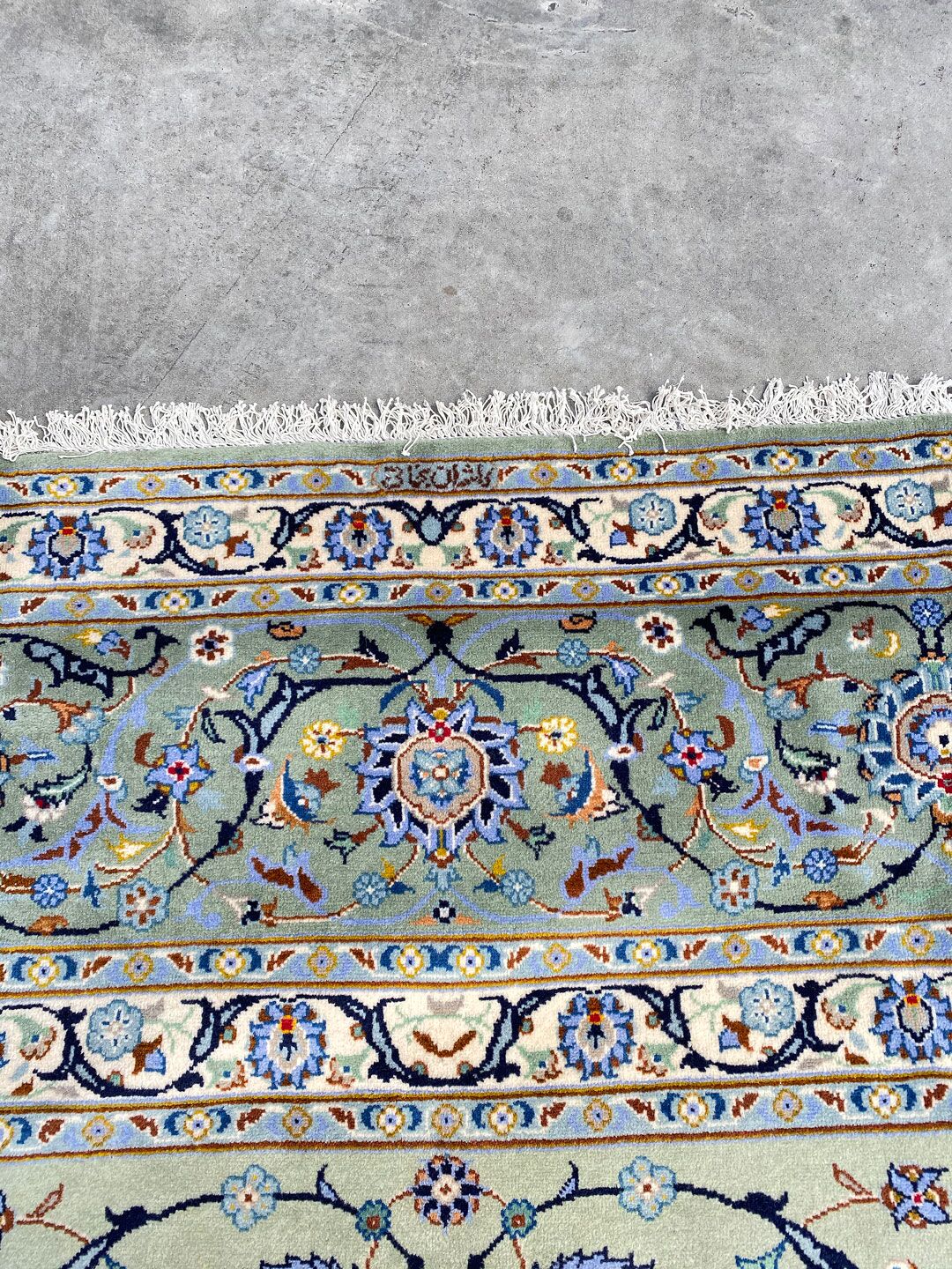 4.1x3.1M Signed Pistachio Tone Persian Kashan - Image 5