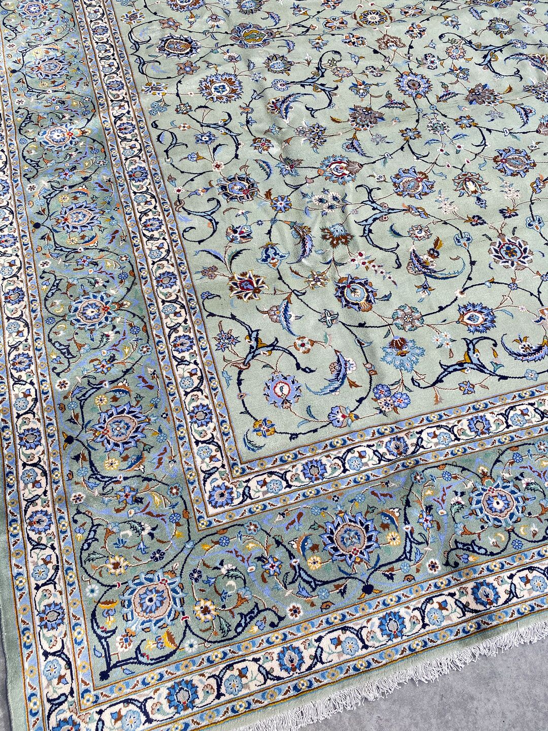 4.1x3.1M Signed Pistachio Tone Persian Kashan - Image 2