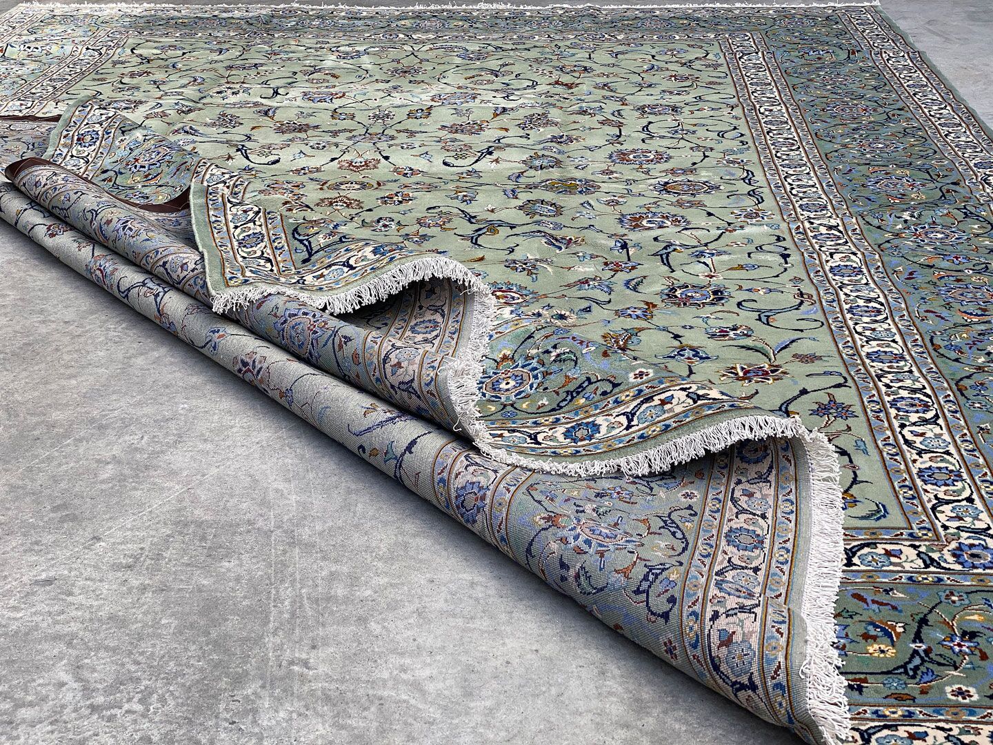 4.1x3.1M Signed Pistachio Tone Persian Kashan - Image 8