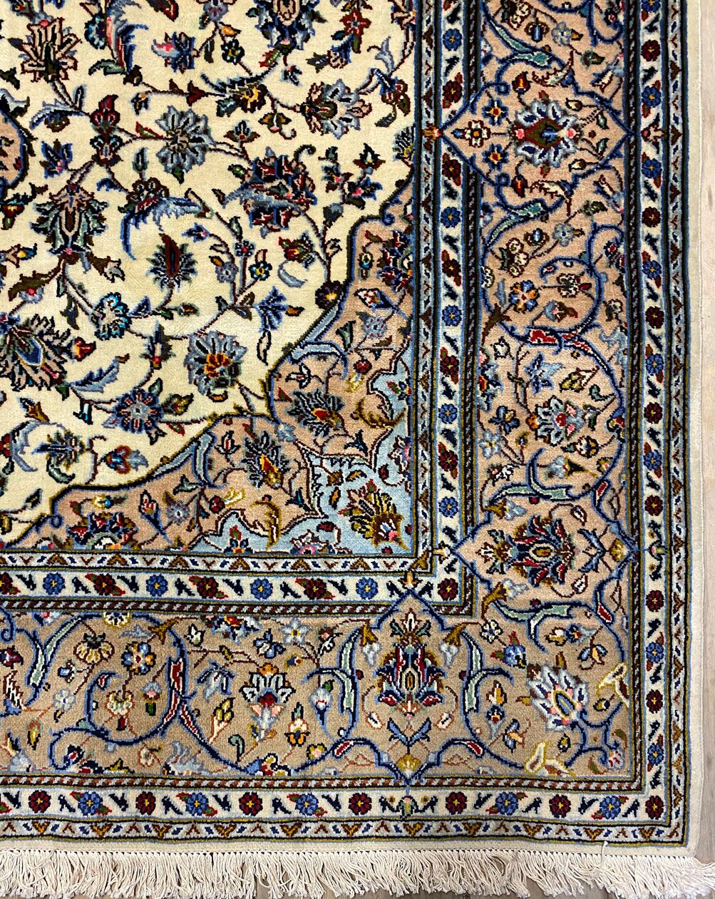 2.2x1.5M Signed Beige Persian Kashan Rug - Image 2