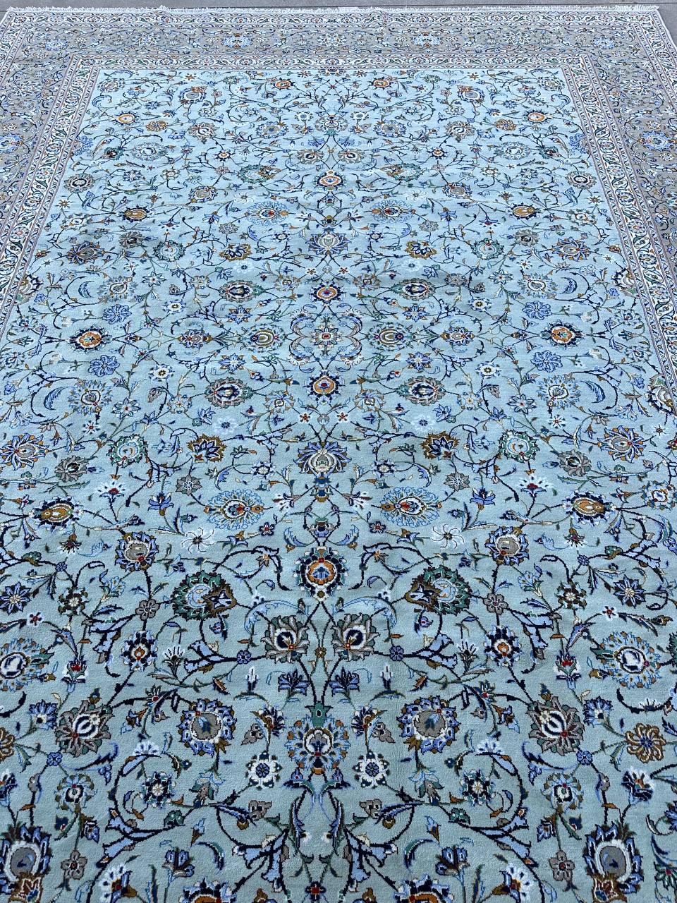 4x3M Superb Pistachio Tone Persian Kashan Rug - Image 2