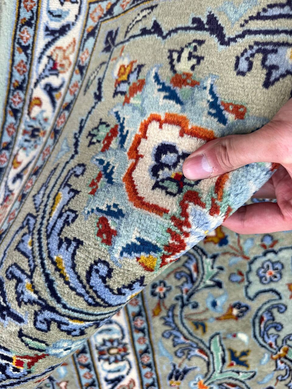 4x3M Pistachio Tone Persian Kashan Rug - Image 11