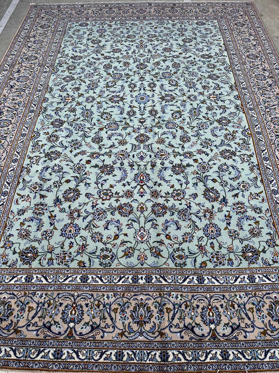 4.1x3M Pistachio Tone Persian Kashan Rug - Image 8