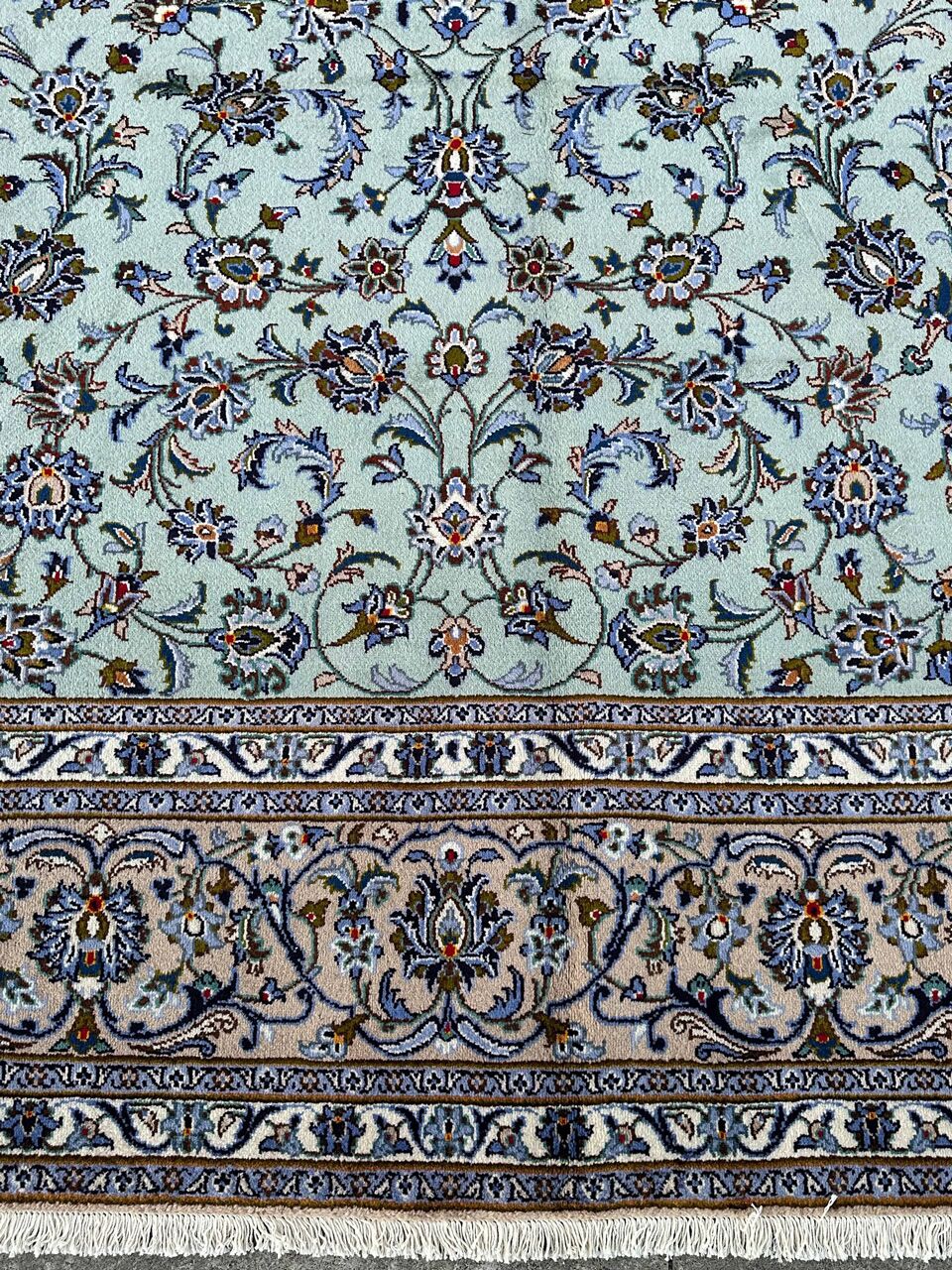 4.1x3M Pistachio Tone Persian Kashan Rug - Image 10