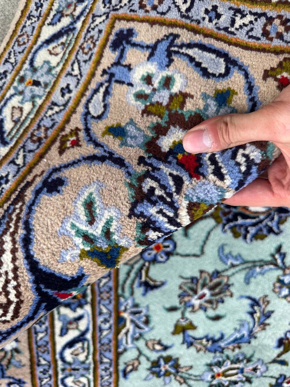 4.1x3M Pistachio Tone Persian Kashan Rug - Image 16