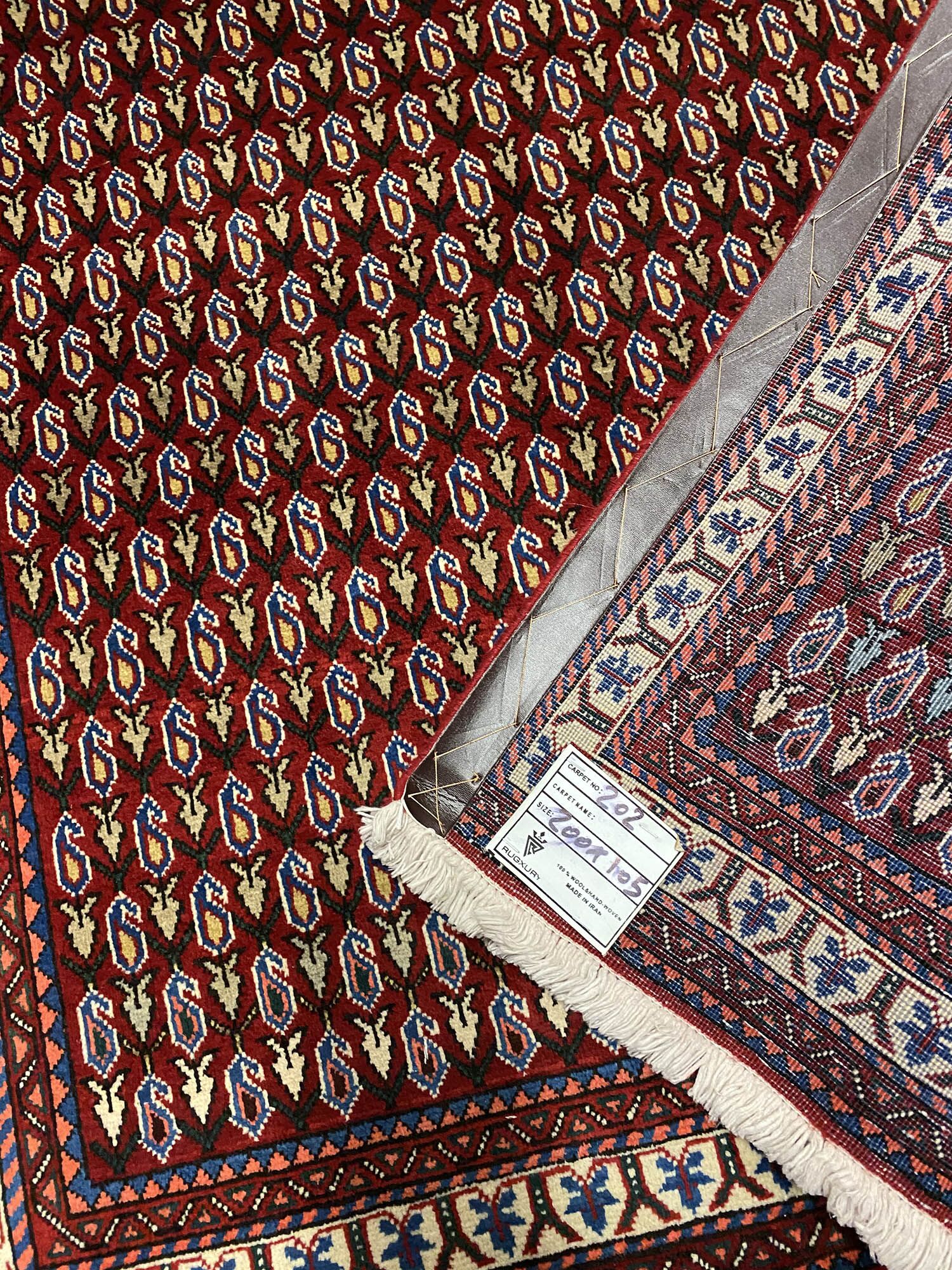 2x1M Fine Shiraz Abadeh Rug (Boteh) - Image 2