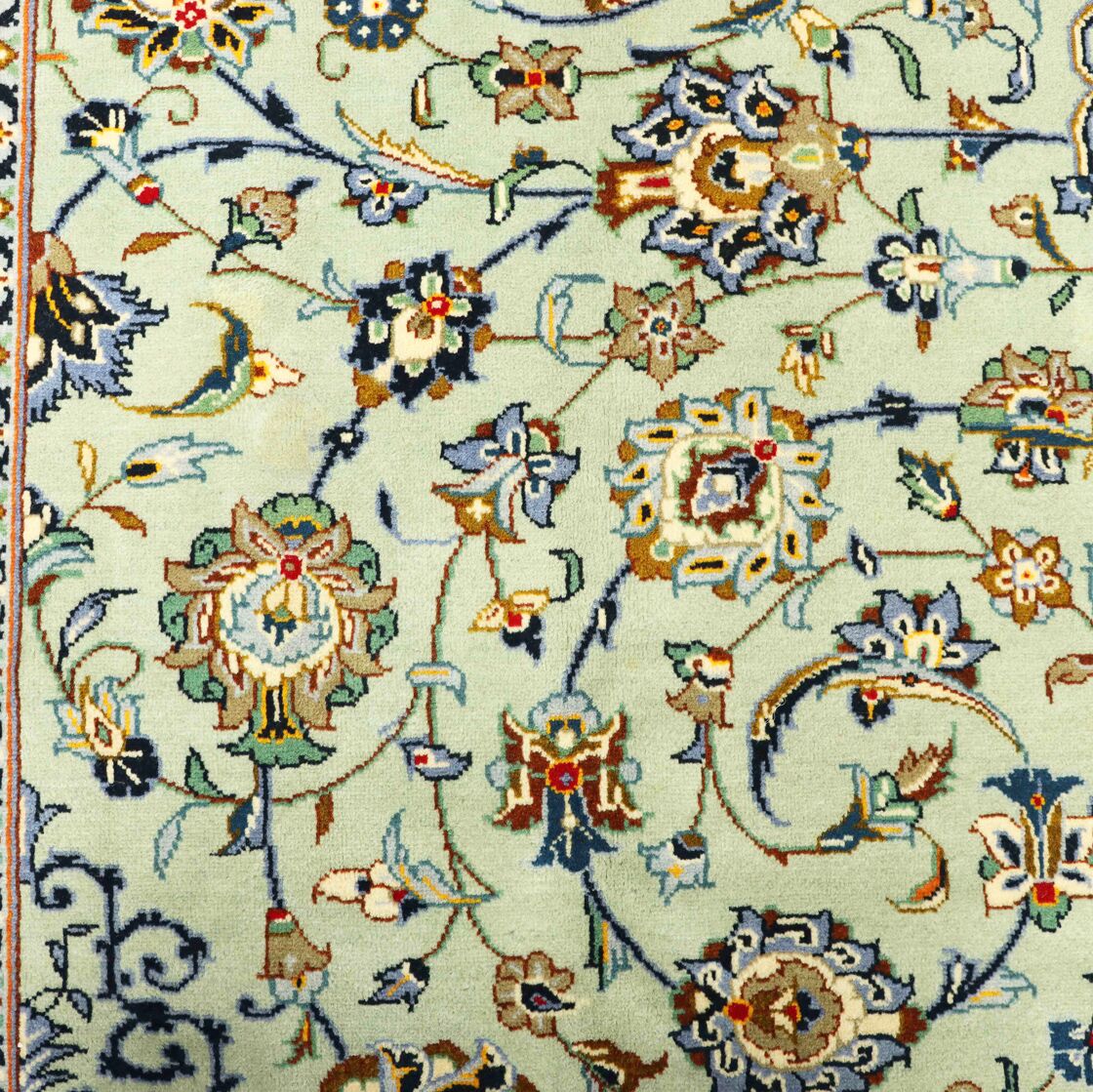 4.2x3 M Signed Pistachio Tone Persian Kashan Rug - Image 7