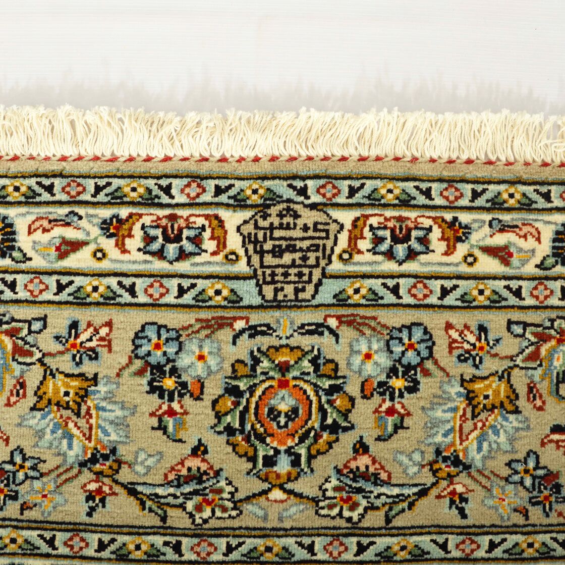 3.4x2.5M Signed Pistachio Tone Persian Kashan Rug - Image 3