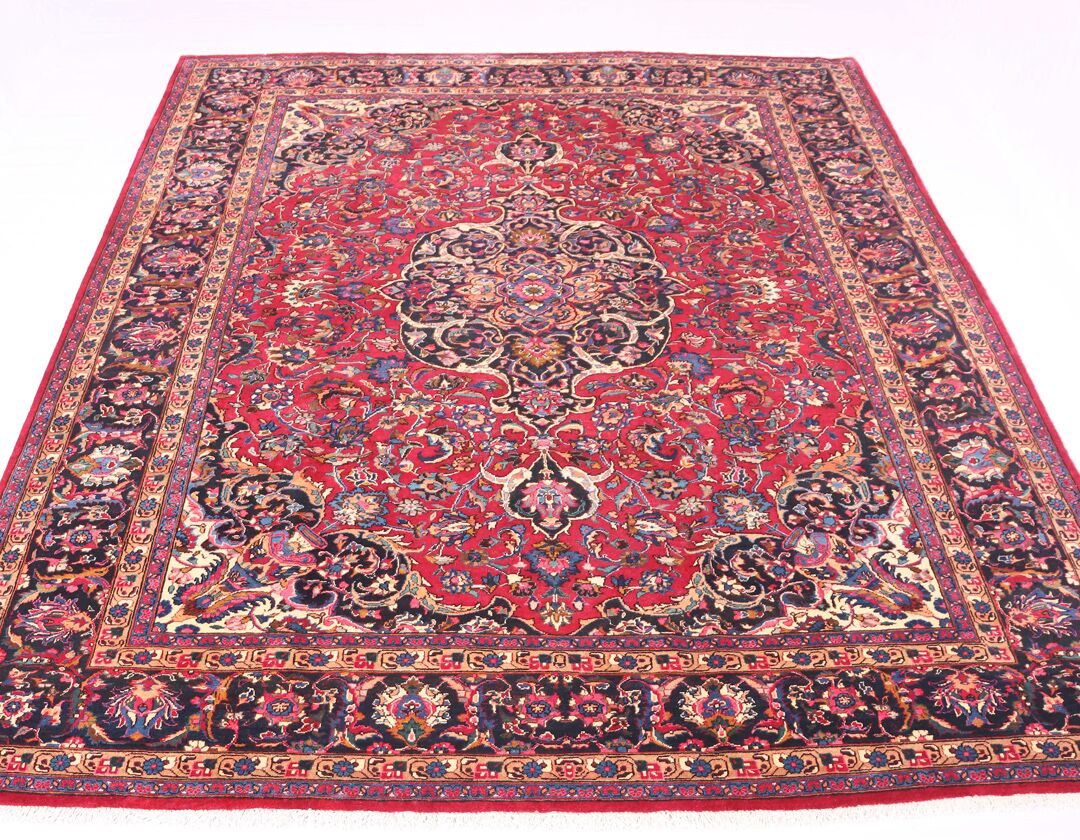 3.4x2.6 Antique & Signed Mashad Persian Rug - Image 2