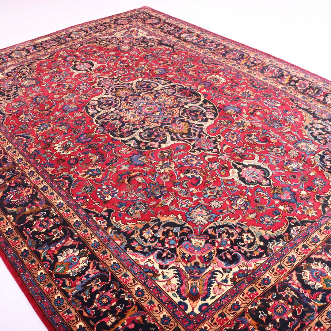 3.4x2.6 Antique & Signed Mashad Persian Rug - Image 4