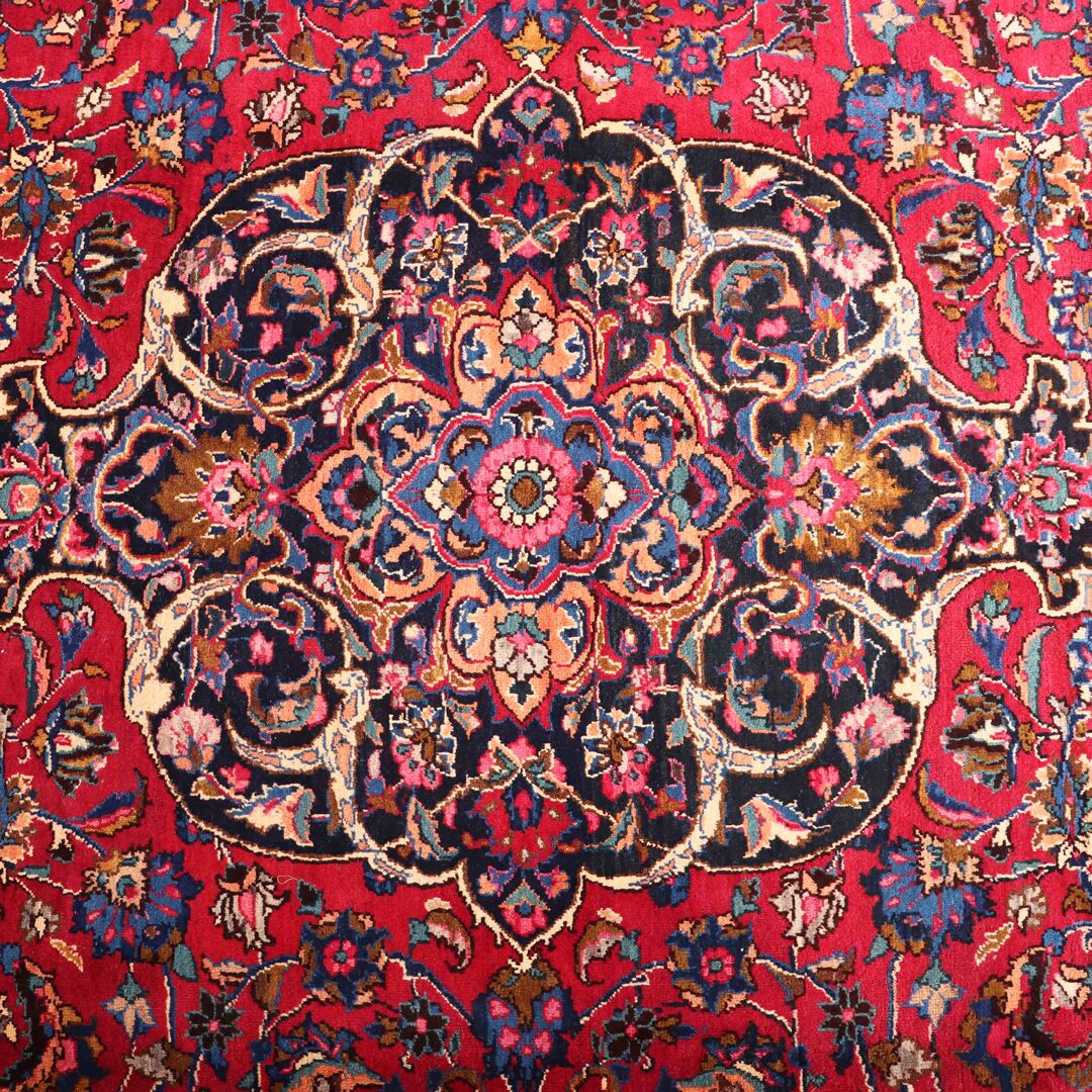 3.4x2.6 Antique & Signed Mashad Persian Rug - Image 5