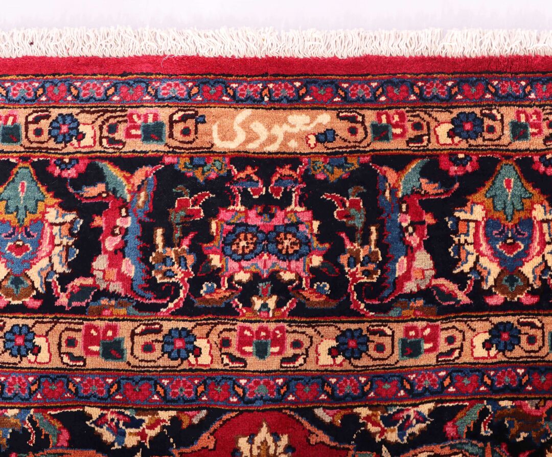 3.4x2.6 Antique & Signed Mashad Persian Rug - Image 3