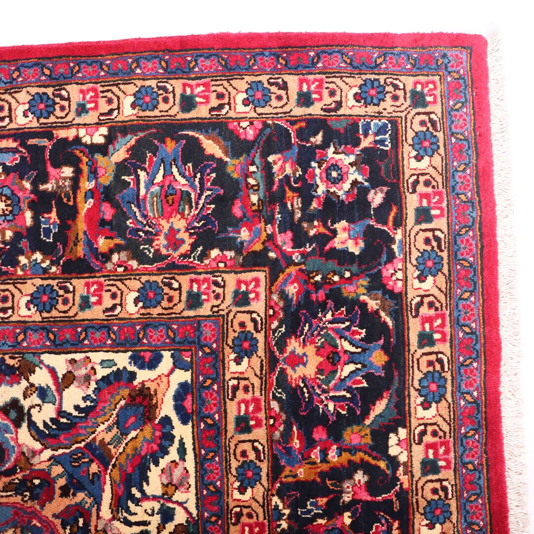 3.4x2.6 Antique & Signed Mashad Persian Rug - Image 7