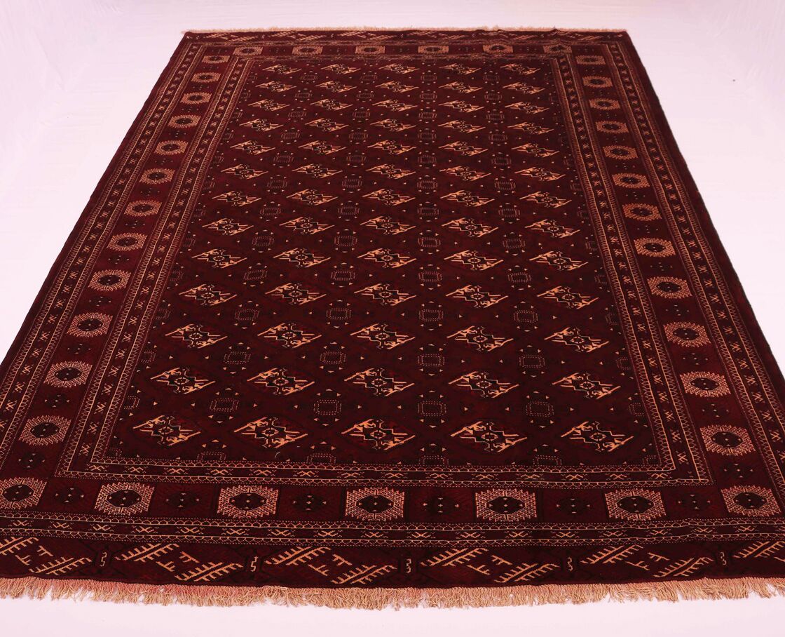 3.7x2.5M Chocolate Tone Turkoman Bokhara Rug - Image 2