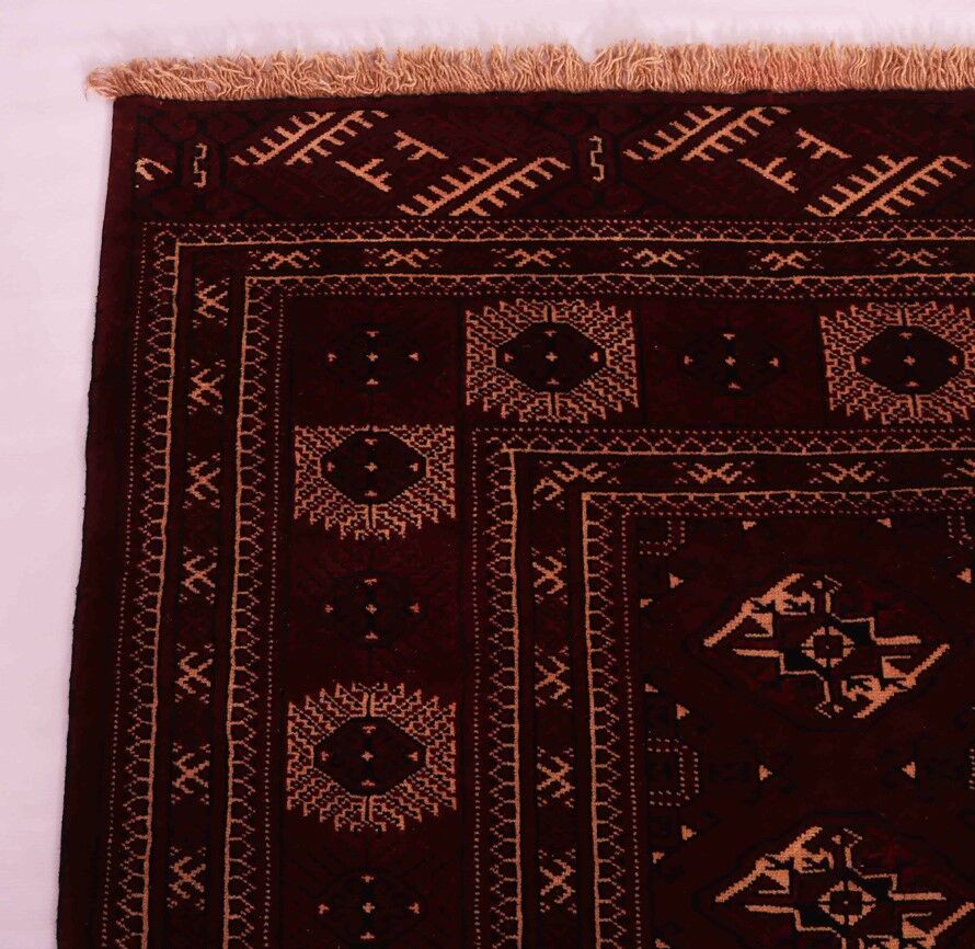3.7x2.5M Chocolate Tone Turkoman Bokhara Rug - Image 7