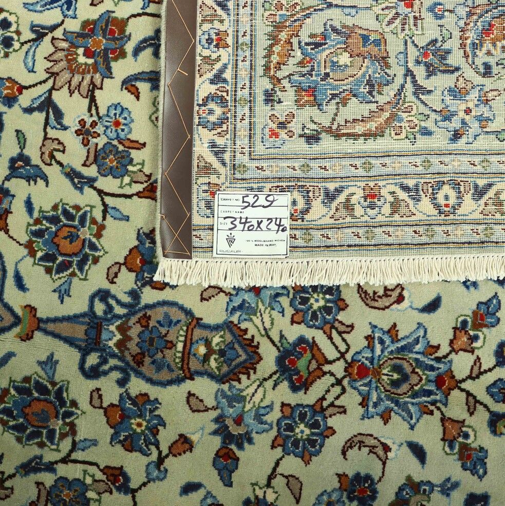 3.4x2.4M Pistachio Persian Kashan Rug - Image 7