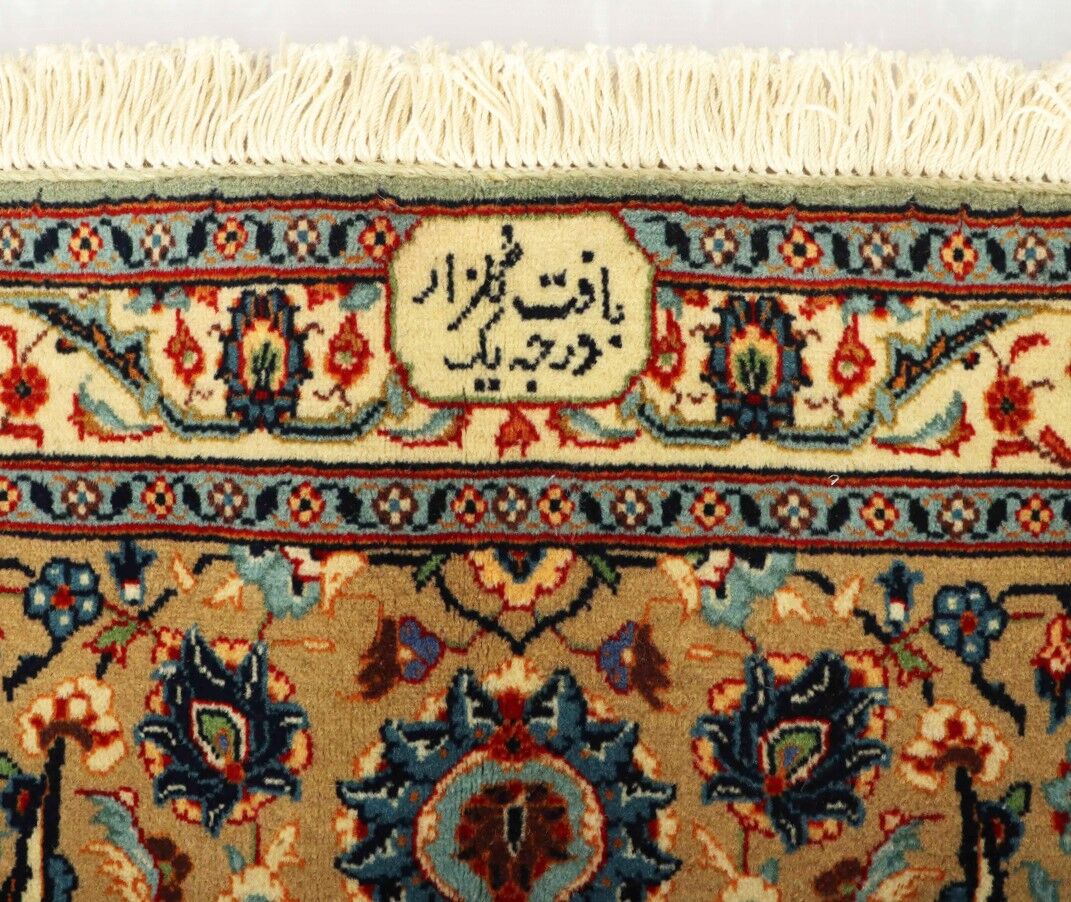 Masterpiece Signed Pistachio Tone Kashan Rug - Image 5