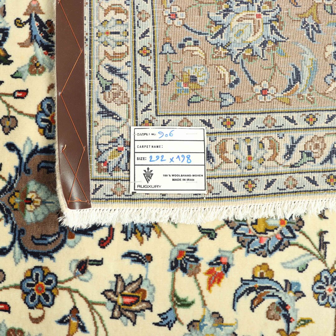 3x2M Beige Persian Kashan Rug - Image 8