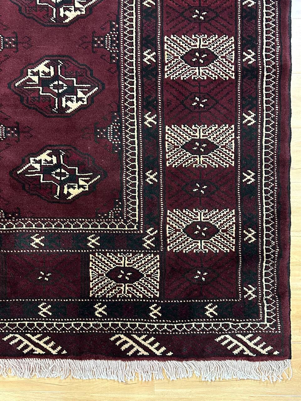 3.8x2.5M Chocolate Tone Turkoman Bokhara Rug - Image 4