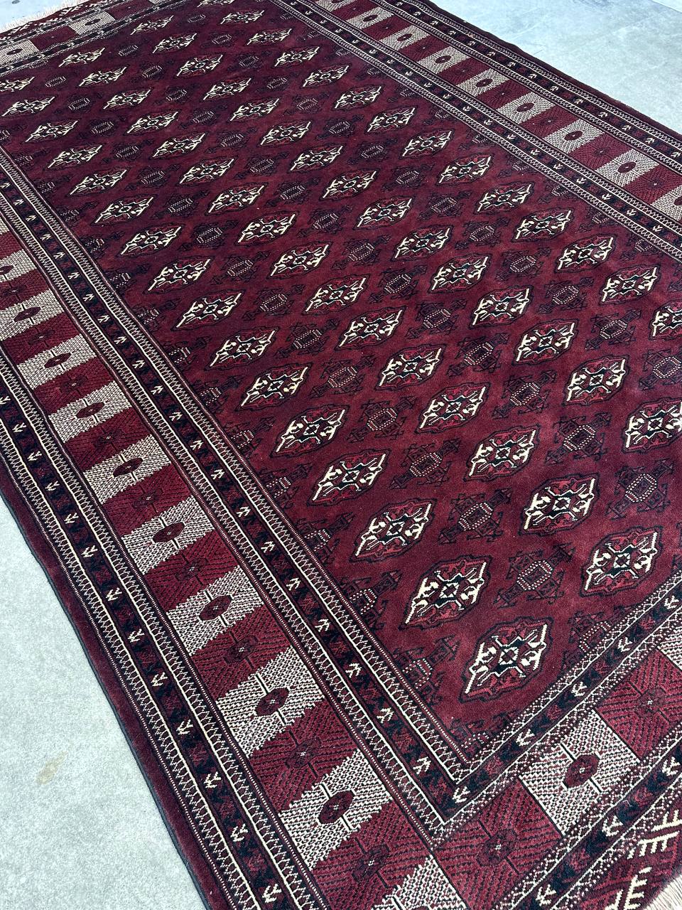 3.8x2.5M Chocolate Tone Turkoman Bokhara Rug - Image 6