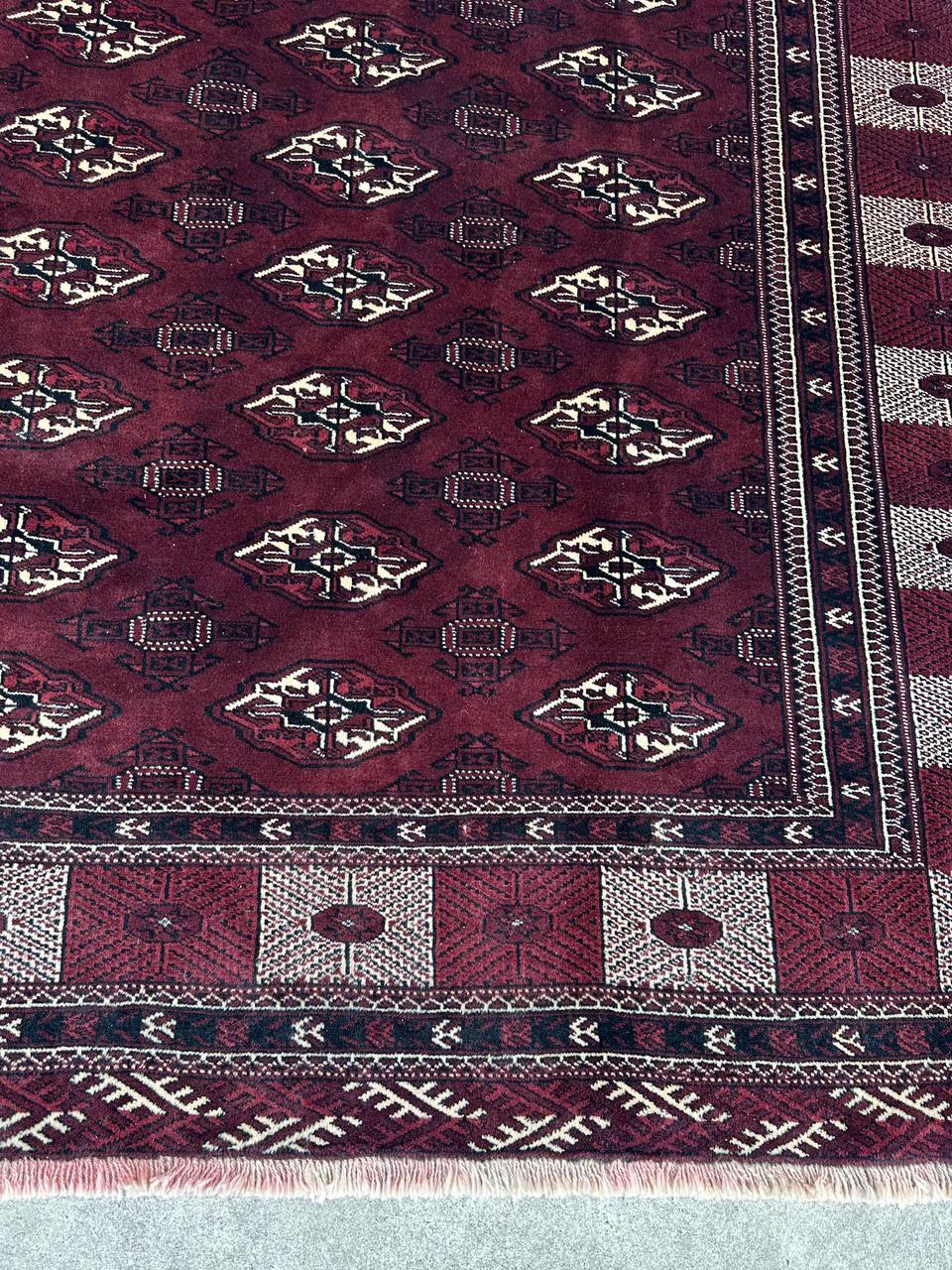 3.8x2.5M Chocolate Tone Turkoman Bokhara Rug - Image 9