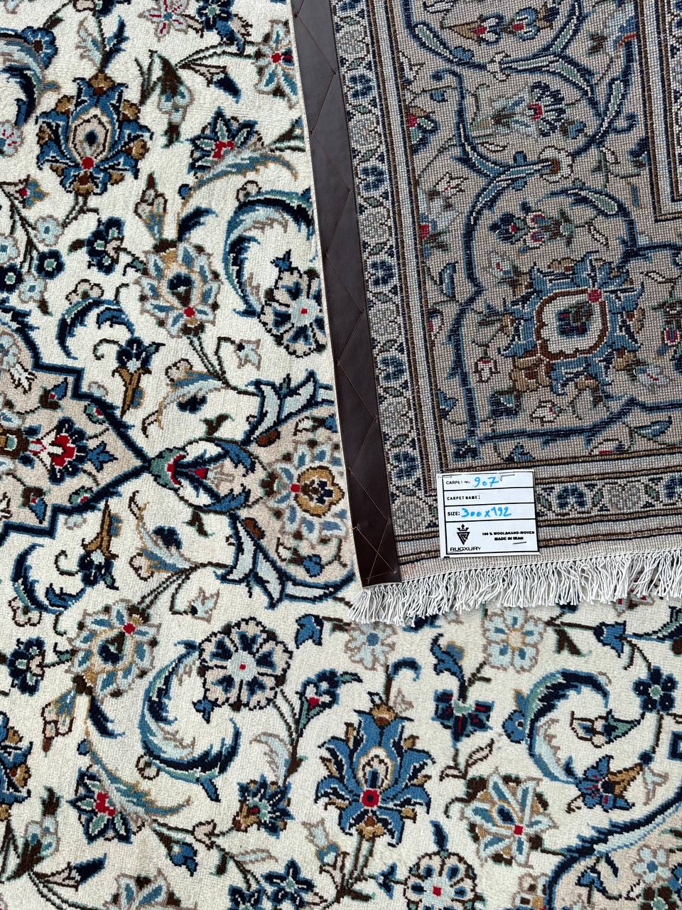3x2M Beige Persian Kashan Rug - Image 12