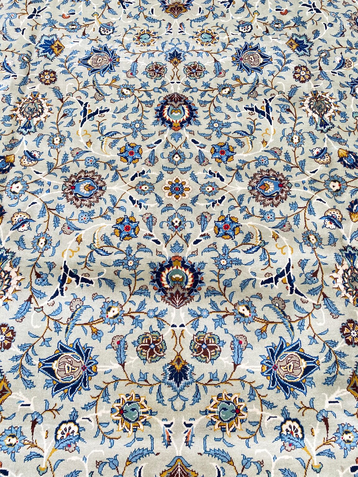 4.4x3.2M Pistachio Tone Persian Kashan Rug - Image 6