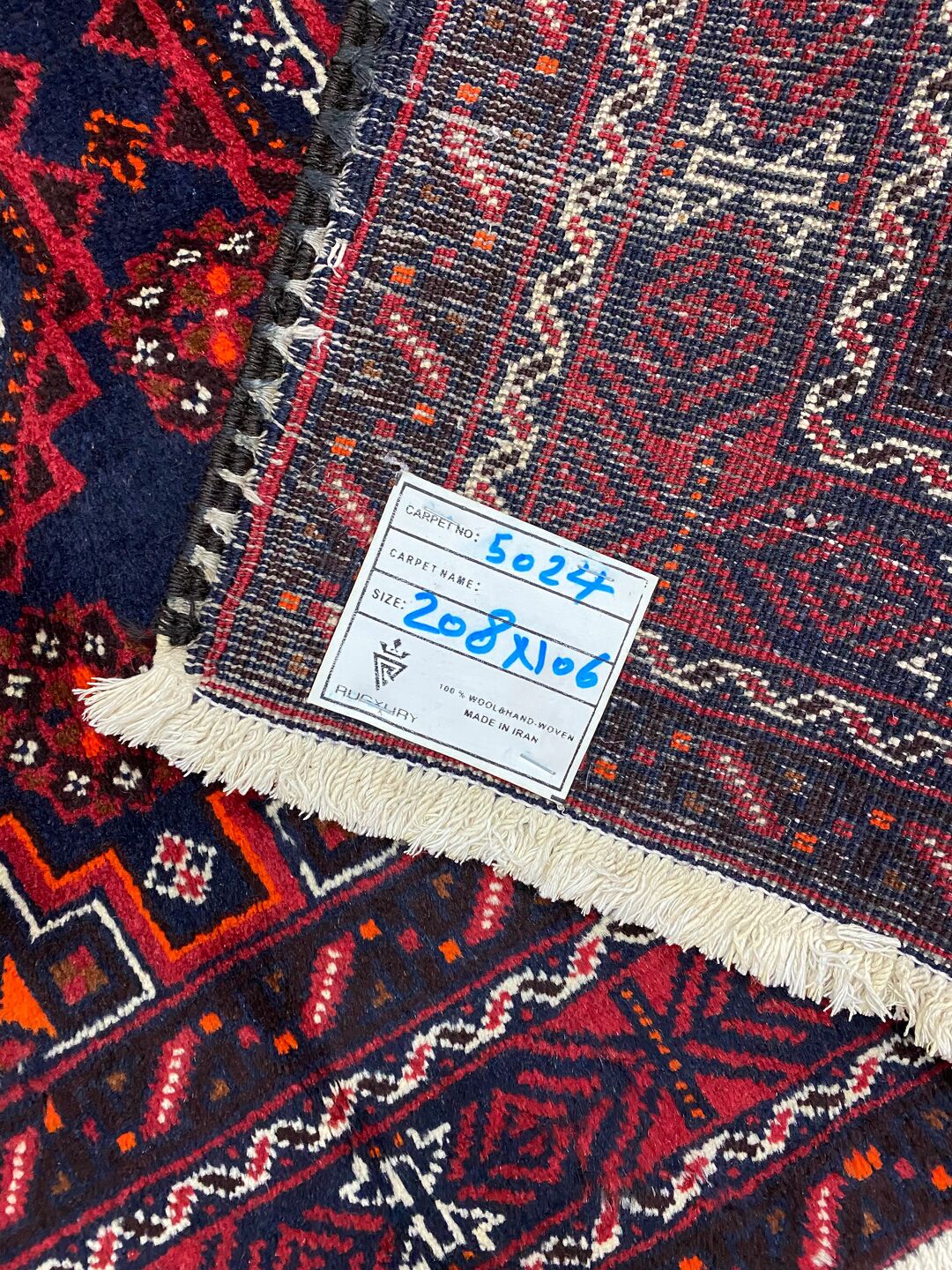 2x1M Persian Balouchi Nomadic Rug - Image 8