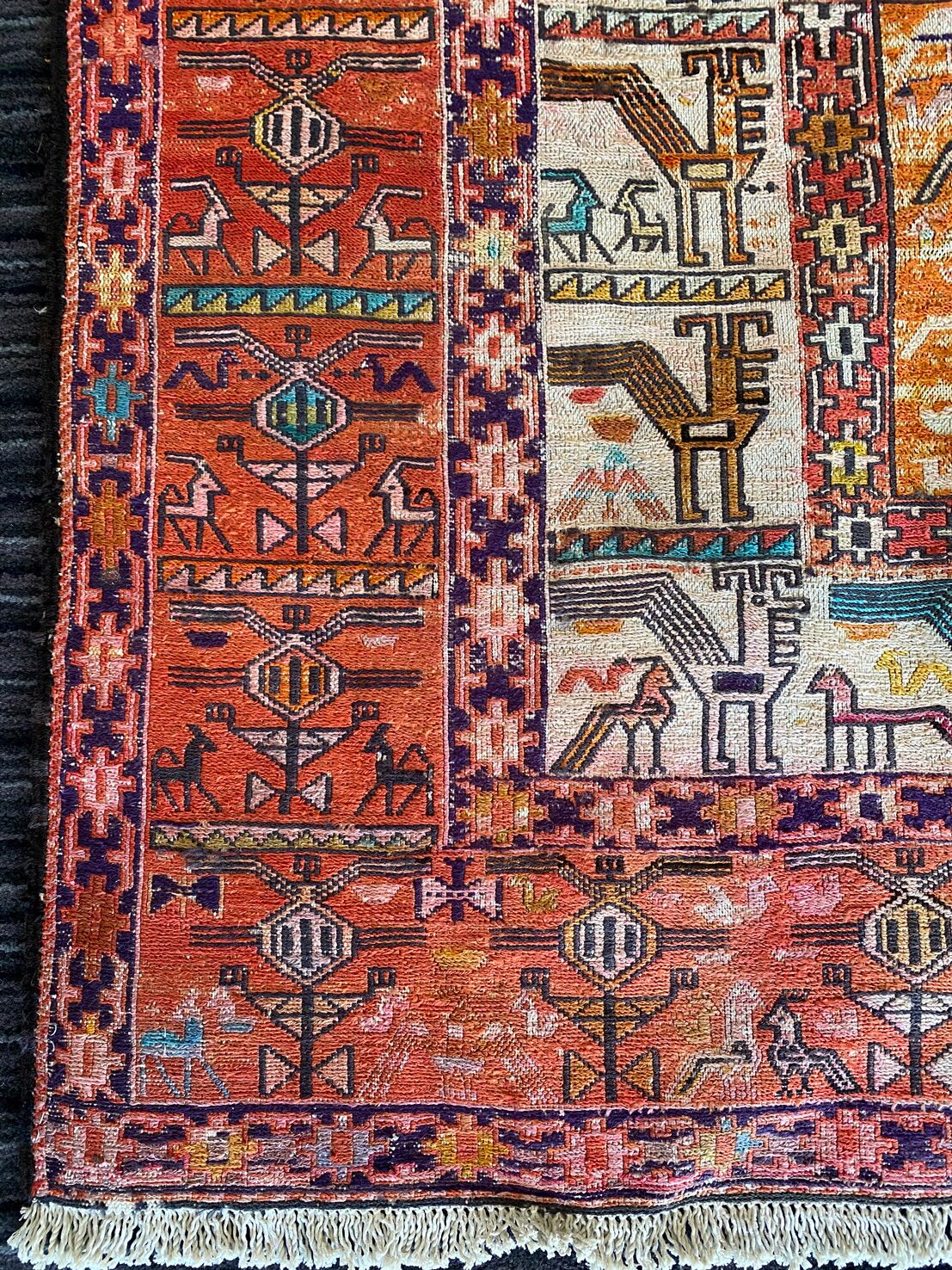 Antique Persian Sumak Kilim Rug (95 Yeras Old) - Image 7