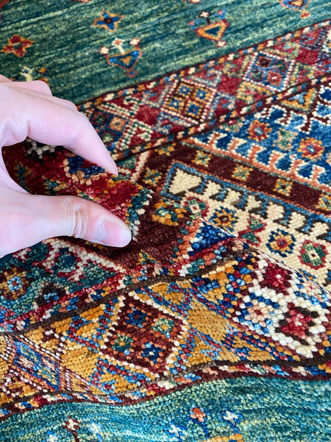 1.5X1 M Super Kazak Afghan Rug - Image 6