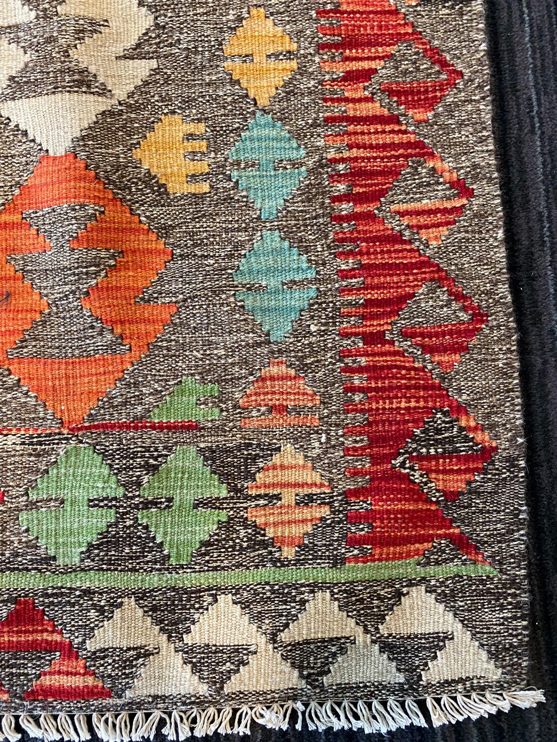 2.4x1.8 M Boho Maymana Afghan Kilim - Image 4