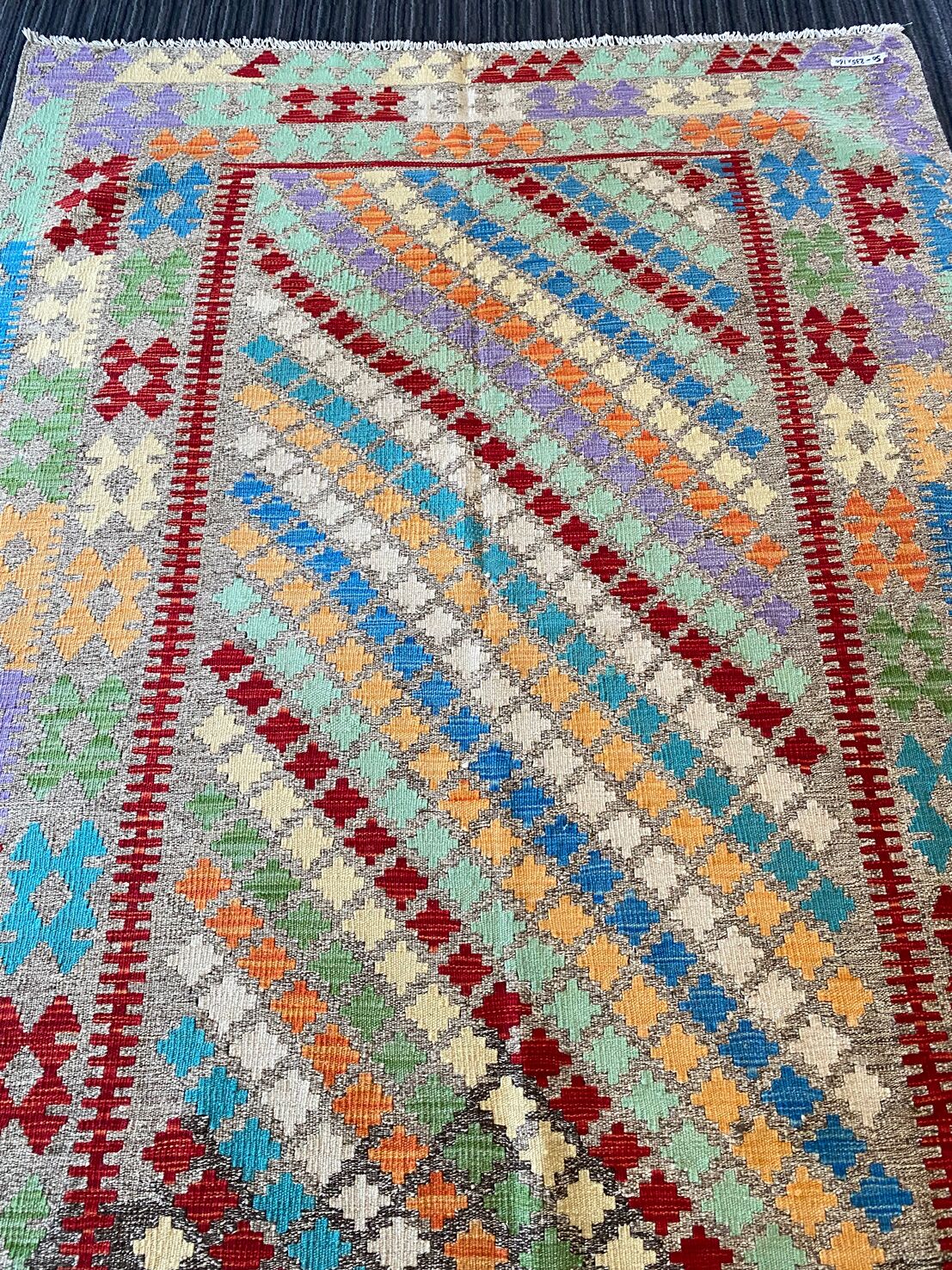 2.4x1.6 M Boho Maymana Afghan Kilim - Image 3