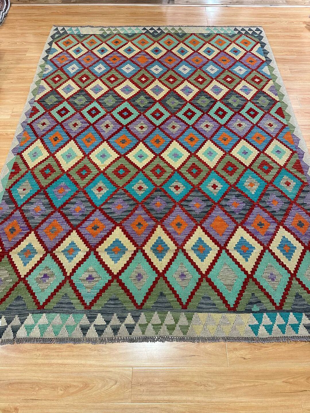 2.8 x 2.07 M Boho Maymana Afghan Kilim Rug - Image 2