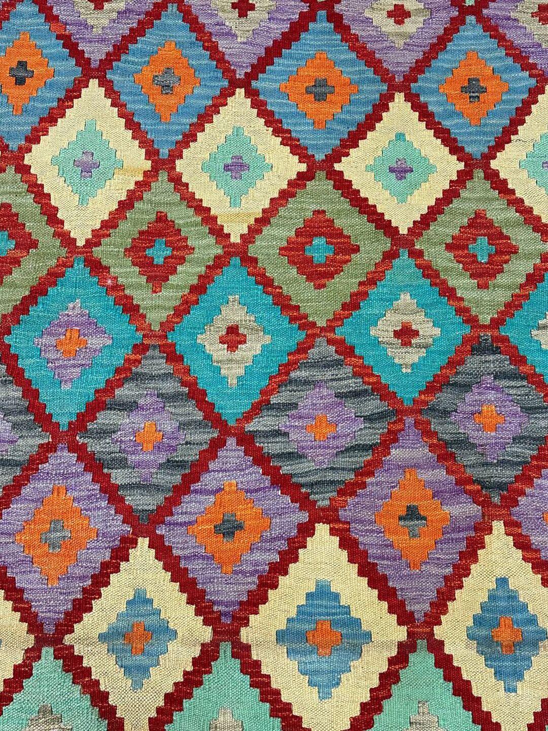 2.8 x 2.07 M Boho Maymana Afghan Kilim Rug - Image 6