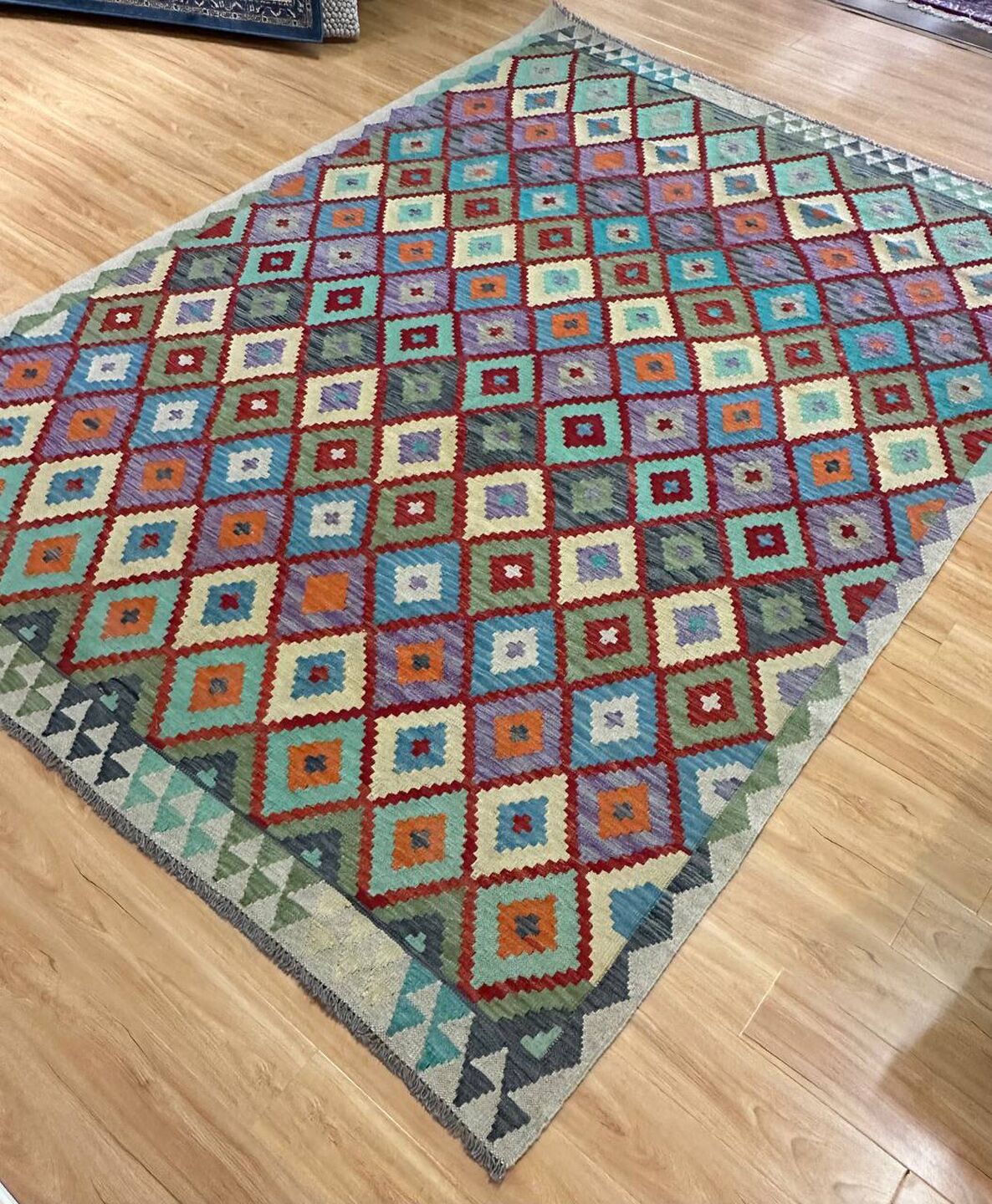 2.8 x 2.07 M Boho Maymana Afghan Kilim Rug - Image 7