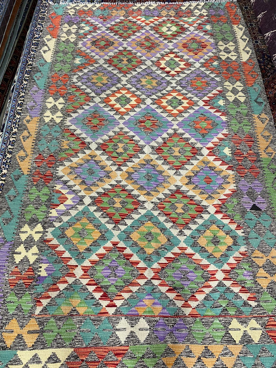 2.5x1.6 M Boho Maymana Afghan Kilim - Image 4