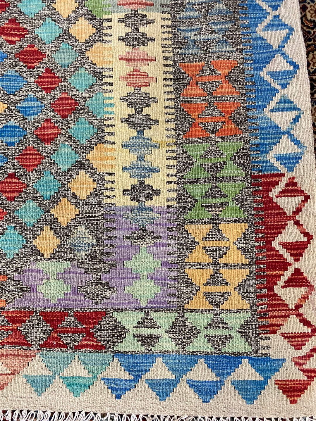2.3x1.6 M Boho Maymana Afghan Kilim - Image 3