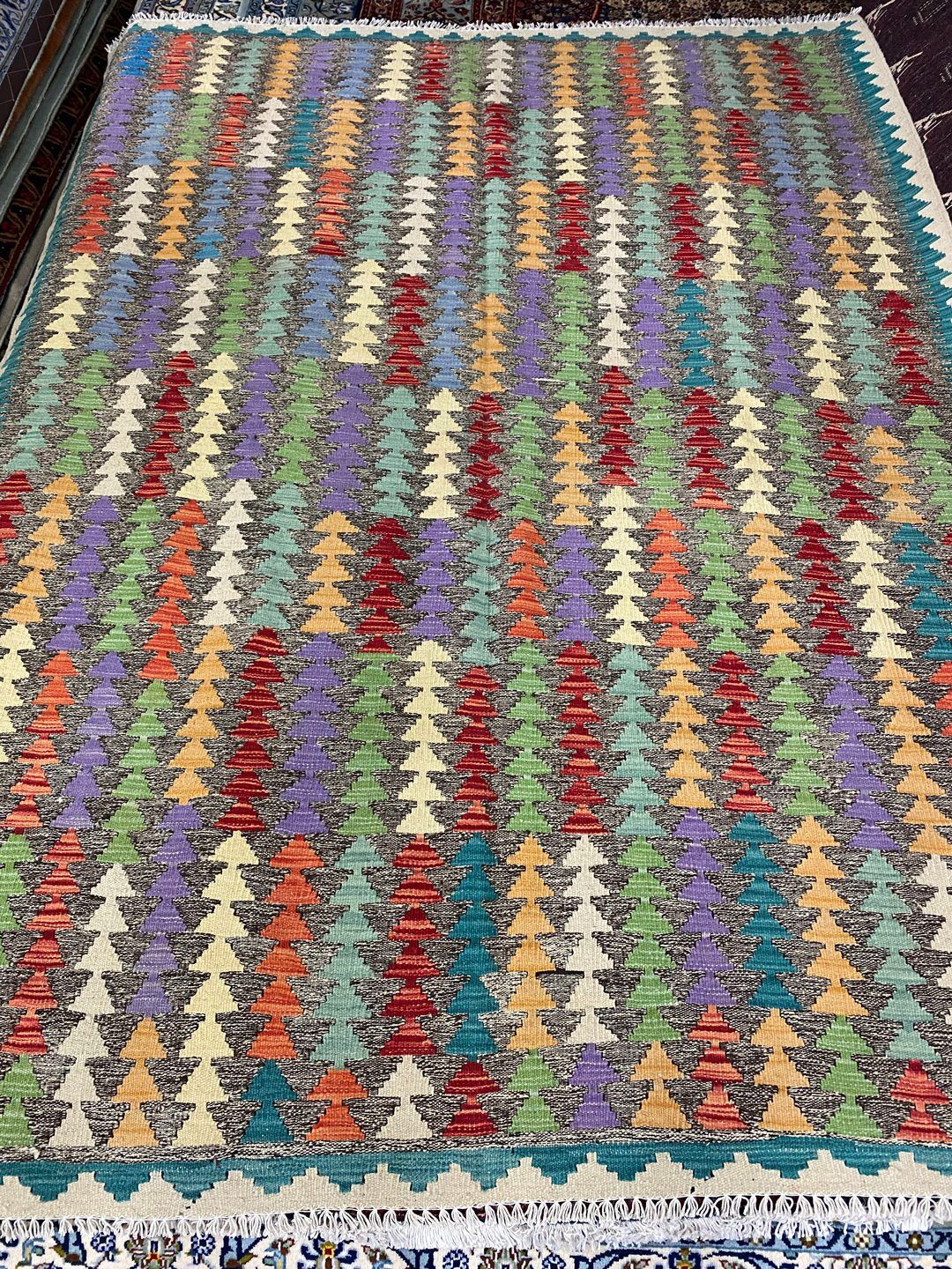 2.4x1.8 M Boho Maymana Afghan Kilim - Image 2