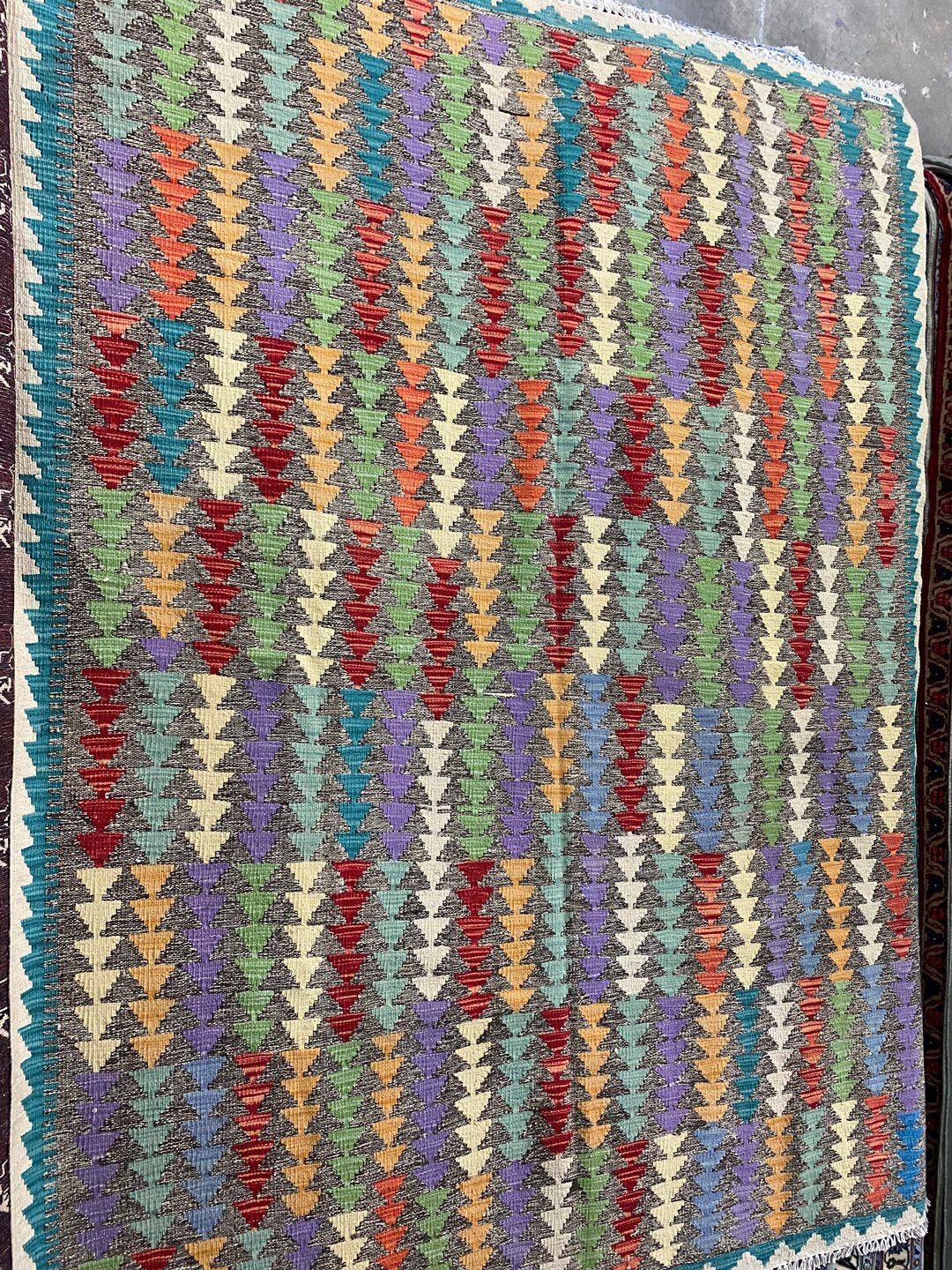 2.4x1.8 M Boho Maymana Afghan Kilim - Image 5