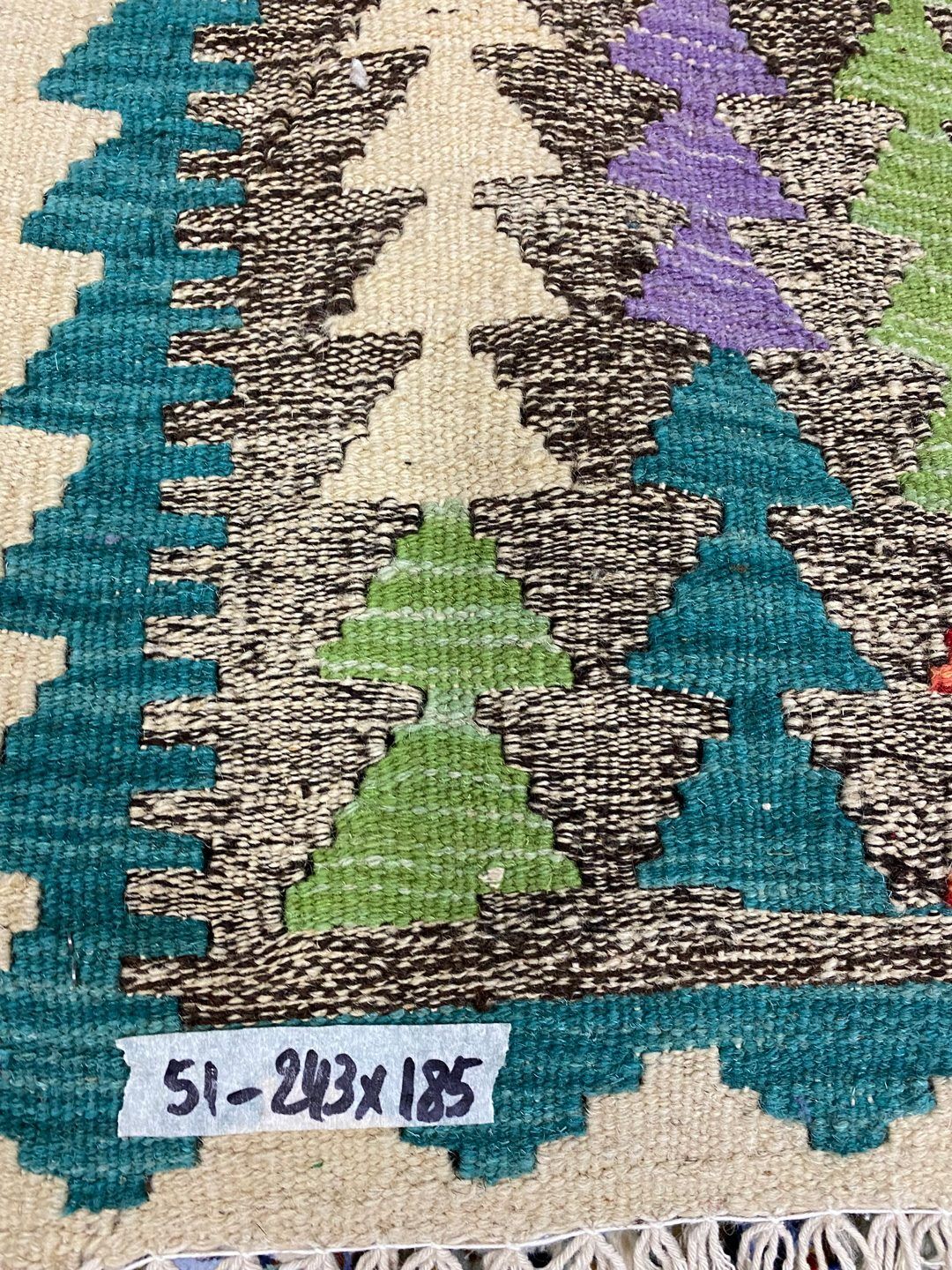 2.4x1.8 M Boho Maymana Afghan Kilim - Image 6