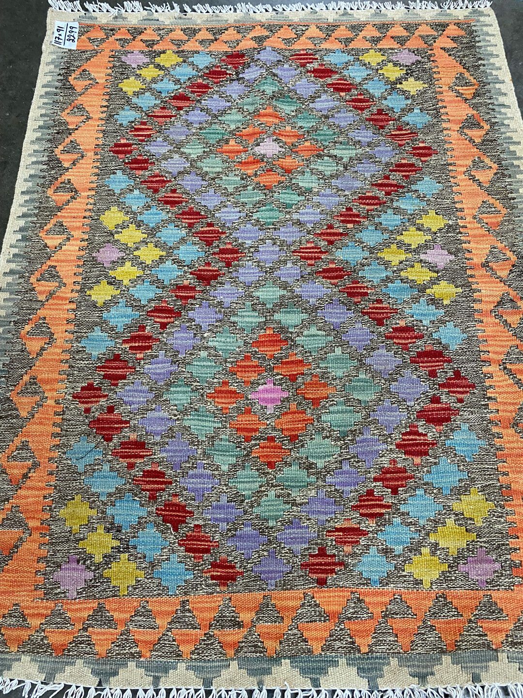 1.2x0.9 M Boho Maymana Afghan Kilim - Image 3